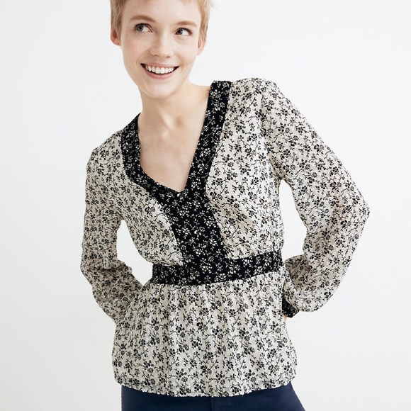 Madewell Tops - NWT Madewell V-Neck Peplum Top Clipdot  Floral L